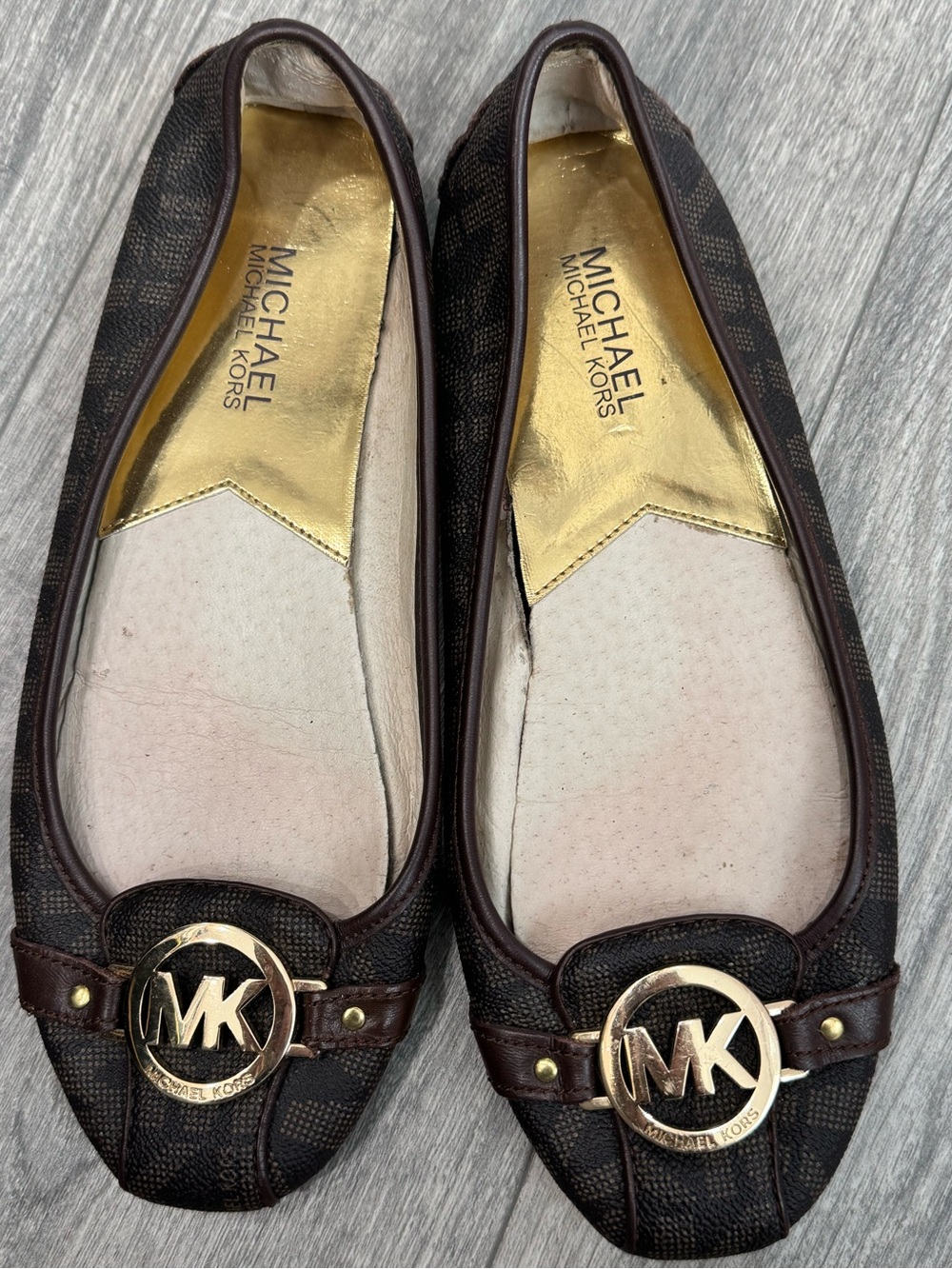 Michael Kors Dark Brown MK Logo Ballet Flats